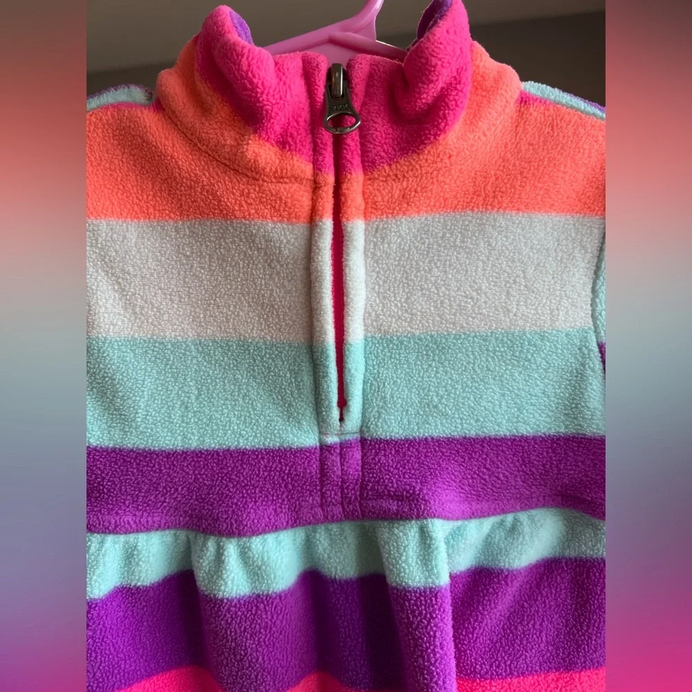 The Children's Place Striped Quarter Zip Fleece Sweater Size 12-18M GUC